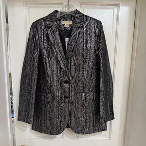 NWT $475 Michael Kors Black and Silver jacket Metallic threads sz 6